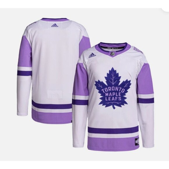 Toronto Maple Leafs Hockey Fights Cancer Adidas Primegreen Size 54 White Jersey - Picture 1 of 2